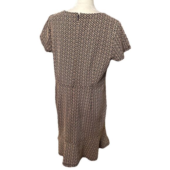 Loft Dress Peplum Wiggle Ruffle Blue Orange Size 14 - Picture 3 of 10